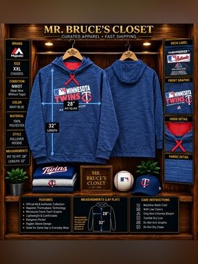 Majestic Minnesota Twins Navy Blue Pullover Crewneck Hoodie